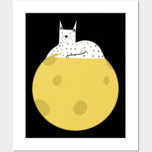 Dog in moon Posters and Art